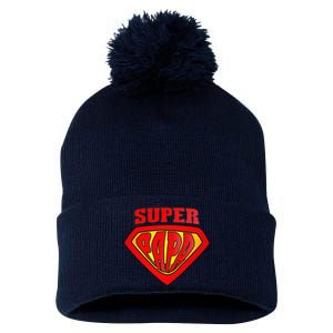 Superhero Super Papa Father Day Grandpa Dad Gift Pom Pom 12in Knit Beanie