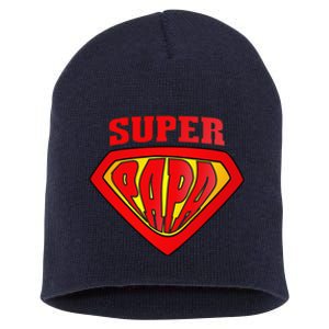 Superhero Super Papa Father Day Grandpa Dad Gift Short Acrylic Beanie