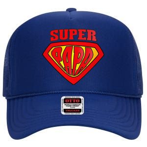 Superhero Super Papa Father Day Grandpa Dad Gift High Crown Mesh Back Trucker Hat