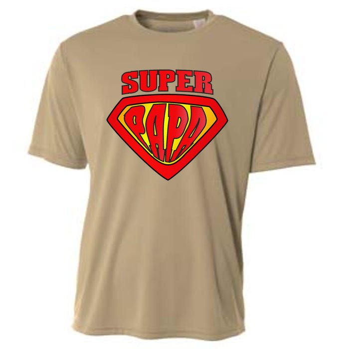 Superhero Super Papa Father Day Grandpa Dad Gift Cooling Performance Crew T-Shirt