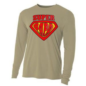 Superhero Super Papa Father Day Grandpa Dad Gift Cooling Performance Long Sleeve Crew