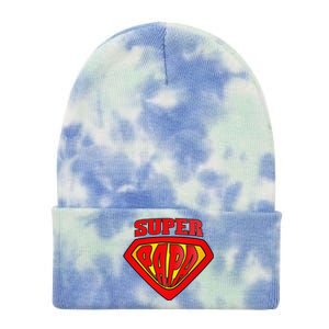 Superhero Super Papa Father Day Grandpa Dad Gift Tie Dye 12in Knit Beanie