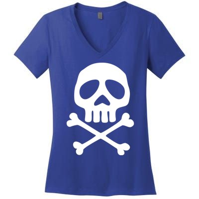 Skull Space Pirate Captain Party Halloween Day Of The Dead Gift Women's V-Neck T-Shirt