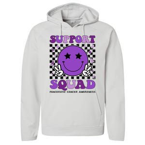 Support Squad Purple Ribbon Pancreatic Cancer Awareness Performance Fleece Hoodie