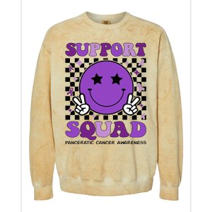 Support Squad Purple Ribbon Pancreatic Cancer Awareness Colorblast Crewneck Sweatshirt