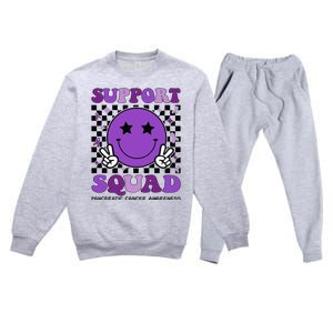 Support Squad Purple Ribbon Pancreatic Cancer Awareness Premium Crewneck Sweatsuit Set