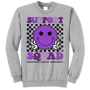 Support Squad Purple Ribbon Pancreatic Cancer Awareness Tall Sweatshirt