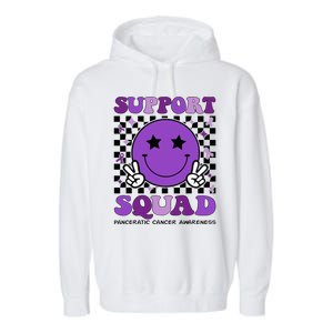 Support Squad Purple Ribbon Pancreatic Cancer Awareness Garment-Dyed Fleece Hoodie