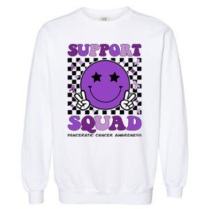 Support Squad Purple Ribbon Pancreatic Cancer Awareness Garment-Dyed Sweatshirt