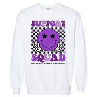 Support Squad Purple Ribbon Pancreatic Cancer Awareness Garment-Dyed Sweatshirt