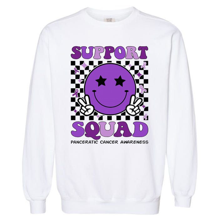 Support Squad Purple Ribbon Pancreatic Cancer Awareness Garment-Dyed Sweatshirt