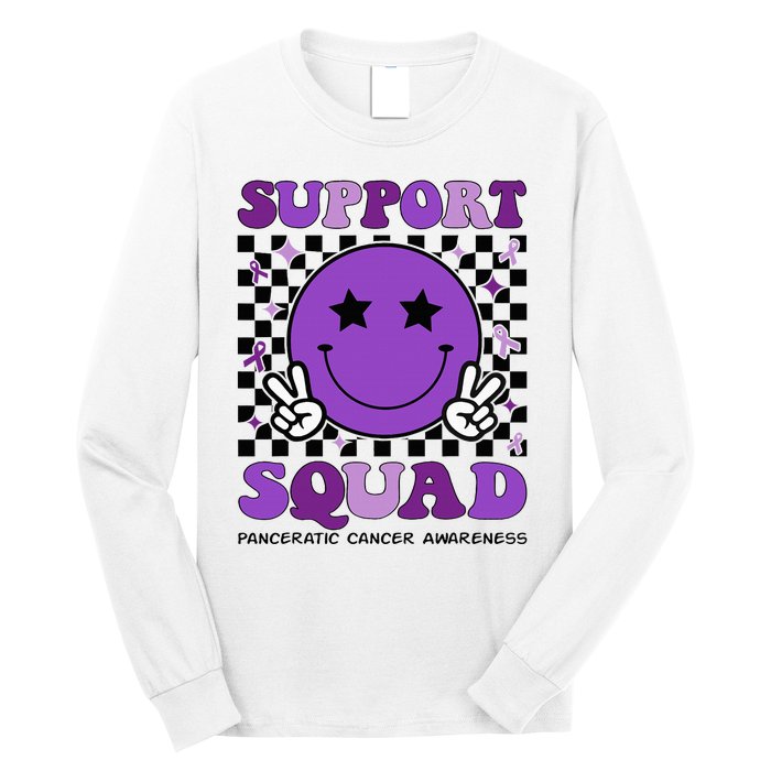 Support Squad Purple Ribbon Pancreatic Cancer Awareness Long Sleeve Shirt