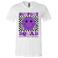 Support Squad Purple Ribbon Pancreatic Cancer Awareness V-Neck T-Shirt