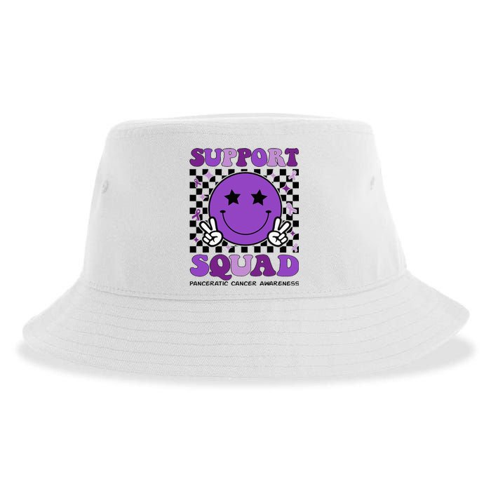 Support Squad Purple Ribbon Pancreatic Cancer Awareness Sustainable Bucket Hat