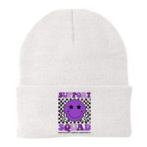 Support Squad Purple Ribbon Pancreatic Cancer Awareness Knit Cap Winter Beanie