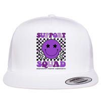 Support Squad Purple Ribbon Pancreatic Cancer Awareness Flat Bill Trucker Hat