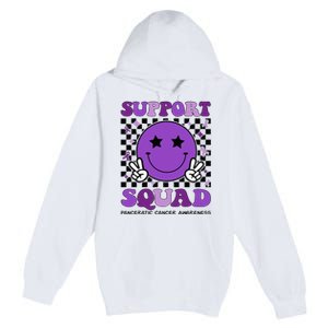 Support Squad Purple Ribbon Pancreatic Cancer Awareness Premium Pullover Hoodie