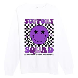 Support Squad Purple Ribbon Pancreatic Cancer Awareness Premium Crewneck Sweatshirt