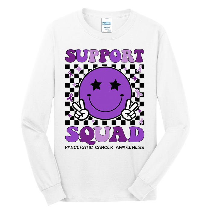 Support Squad Purple Ribbon Pancreatic Cancer Awareness Tall Long Sleeve T-Shirt