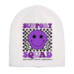 Support Squad Purple Ribbon Pancreatic Cancer Awareness Short Acrylic Beanie