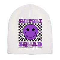 Support Squad Purple Ribbon Pancreatic Cancer Awareness Short Acrylic Beanie