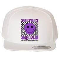 Support Squad Purple Ribbon Pancreatic Cancer Awareness Wool Snapback Cap