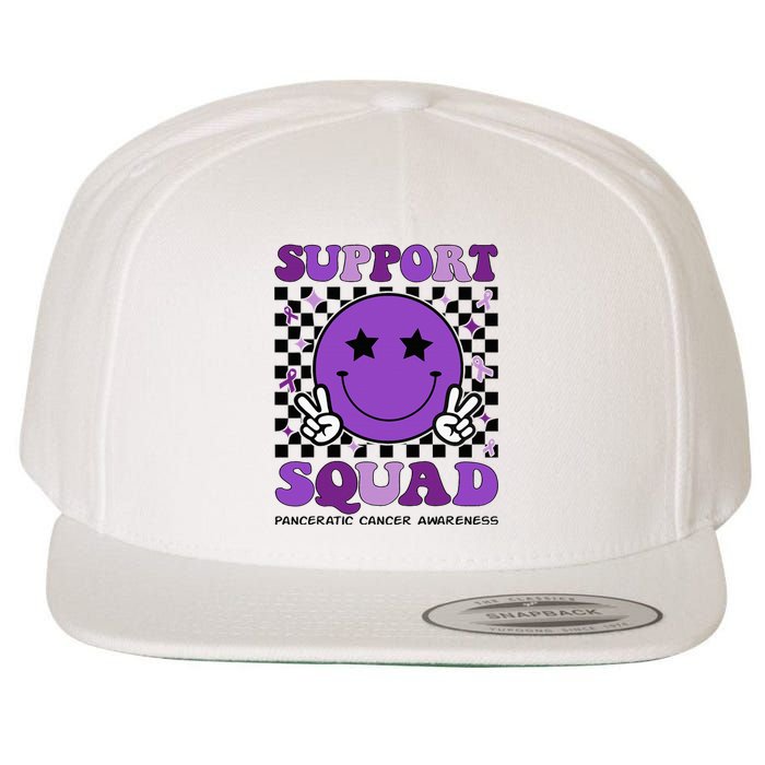 Support Squad Purple Ribbon Pancreatic Cancer Awareness Wool Snapback Cap