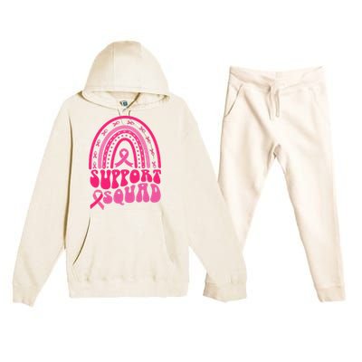 Support Squad Pink Rainbow Ribbon Breast Cancer Awareness Premium Hooded Sweatsuit Set