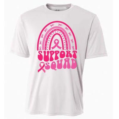 Support Squad Pink Rainbow Ribbon Breast Cancer Awareness Cooling Performance Crew T-Shirt