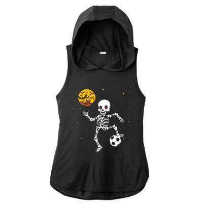 Skeleton Soccer Player Halloween Ladies PosiCharge Tri-Blend Wicking Draft Hoodie Tank