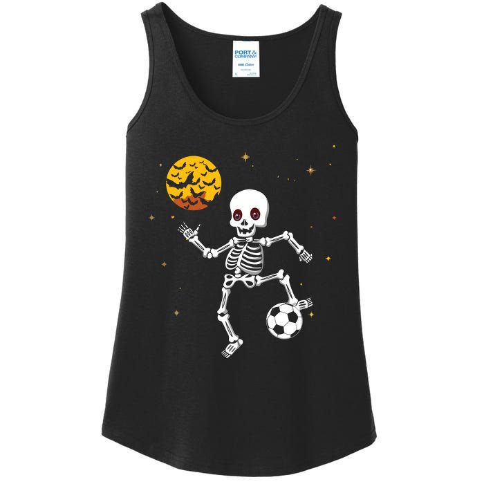 Skeleton Soccer Player Halloween Ladies Essential Tank