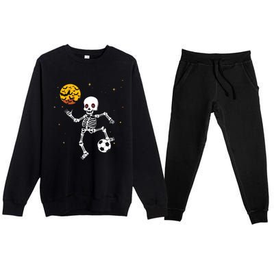 Skeleton Soccer Player Halloween Premium Crewneck Sweatsuit Set