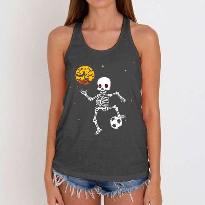 Skeleton Soccer Player Halloween Women's Knotted Racerback Tank