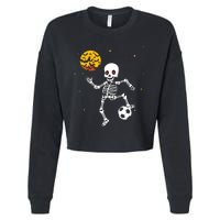 Skeleton Soccer Player Halloween Cropped Pullover Crew