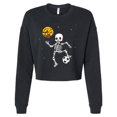 Skeleton Soccer Player Halloween Cropped Pullover Crew