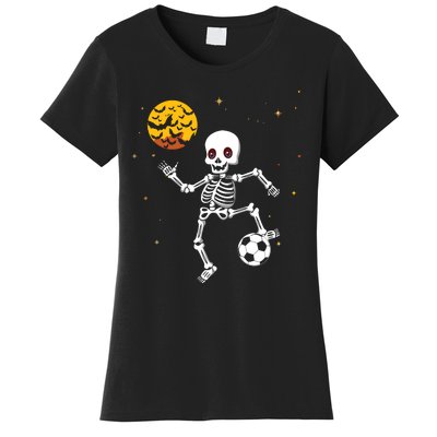 Skeleton Soccer Player Halloween Women's T-Shirt