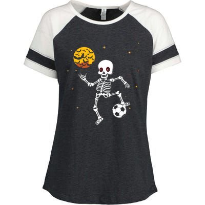 Skeleton Soccer Player Halloween Enza Ladies Jersey Colorblock Tee