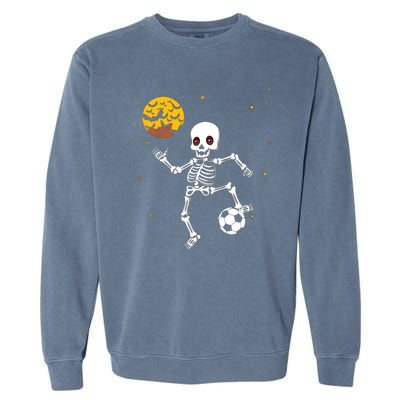 Skeleton Soccer Player Halloween Garment-Dyed Sweatshirt