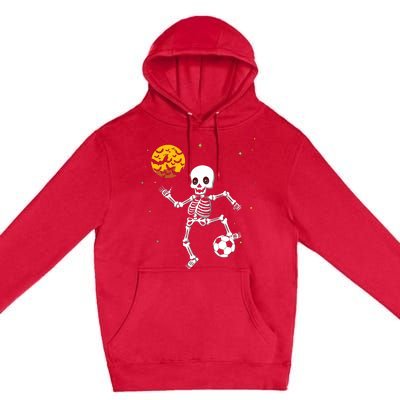 Skeleton Soccer Player Halloween Premium Pullover Hoodie