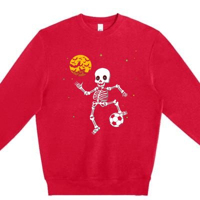 Skeleton Soccer Player Halloween Premium Crewneck Sweatshirt