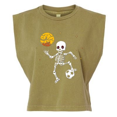 Skeleton Soccer Player Halloween Garment-Dyed Women's Muscle Tee