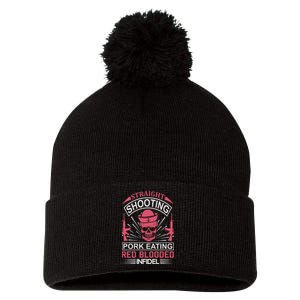 Straight Shooting Pork Eating Red Blooded Infidel Pom Pom 12in Knit Beanie