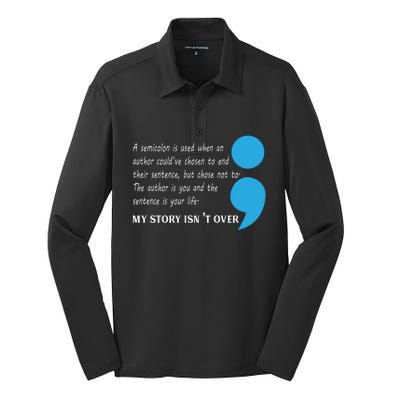 Semicolon Suicide Prevention Awareness Silk Touch Performance Long Sleeve Polo