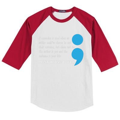 Semicolon Suicide Prevention Awareness Kids Colorblock Raglan Jersey