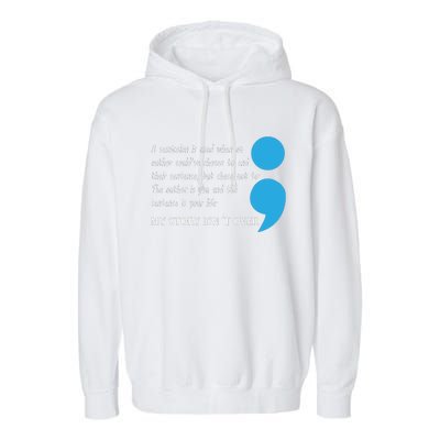 Semicolon Suicide Prevention Awareness Garment-Dyed Fleece Hoodie