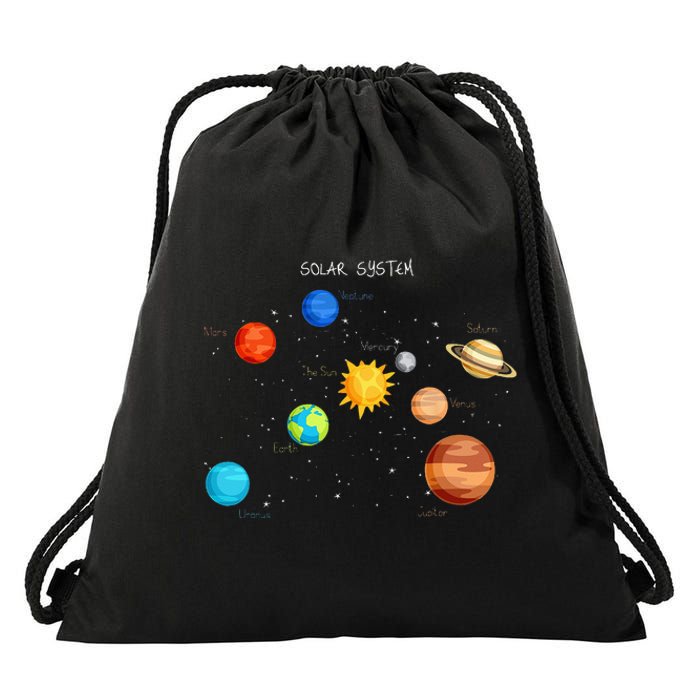 Solar System Planets Sun Space And Science Drawstring Bag