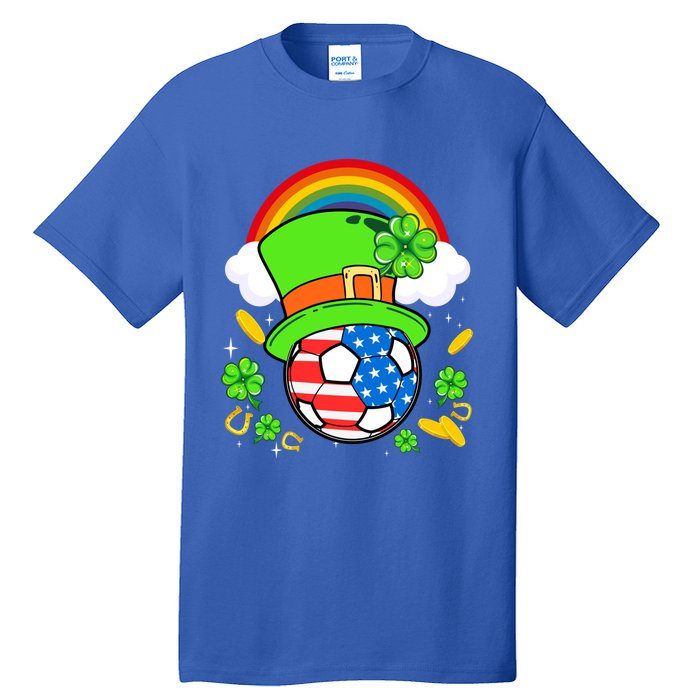 Soccer St Patricks Day Usa Flag Rainbow Shamrock Clover Meaningful Gift Tall T-Shirt