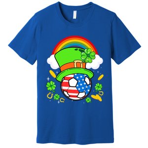 Soccer St Patricks Day Usa Flag Rainbow Shamrock Clover Meaningful Gift Premium T-Shirt