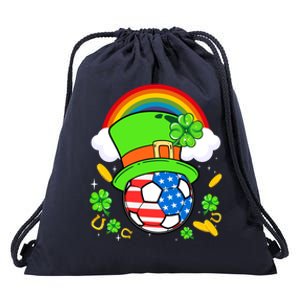 Soccer St Patricks Day Usa Flag Rainbow Shamrock Clover Meaningful Gift Drawstring Bag