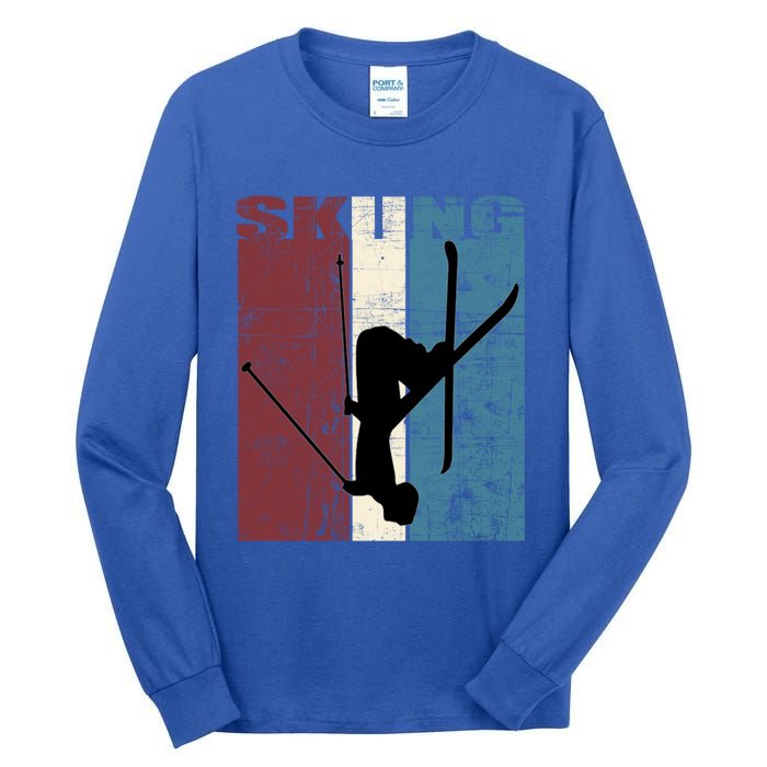 Skiing Ski Player Skiing Vintage Skis Distressed Cool Gift Tall Long Sleeve T-Shirt